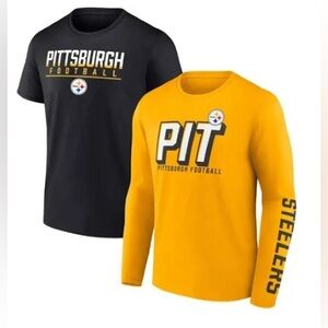NEW-Pittsburgh Steelers Fanatics Branded Two-Pack T-Shirt Combo Set - Gold/Black